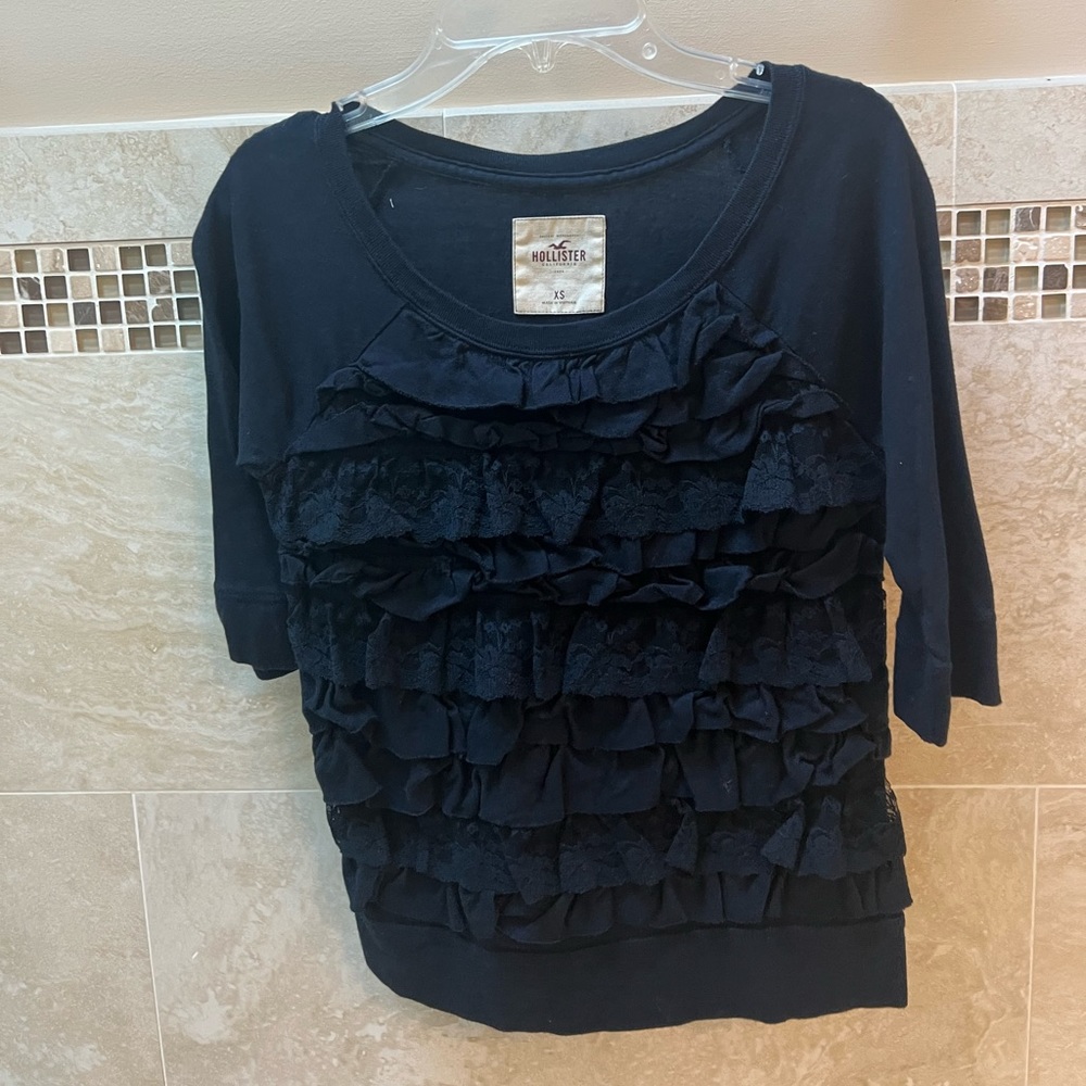 Hollister navy lace top